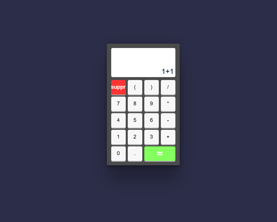Interface de la calculatrice