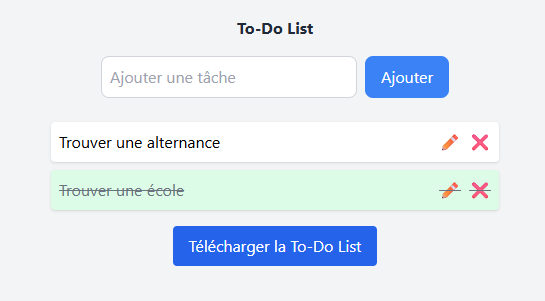 Interface de la todolist